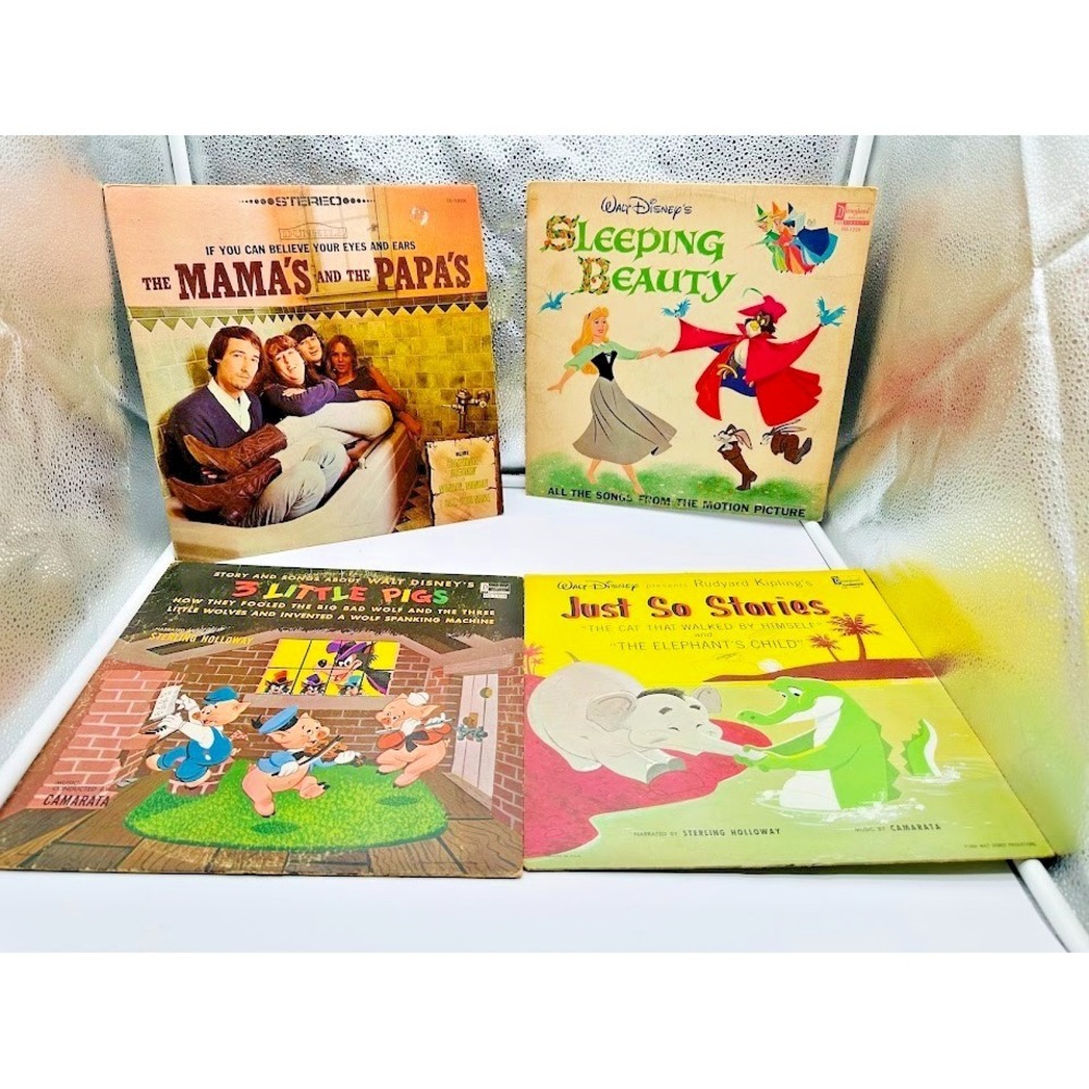 Vintage Disney LP Lot Sleeping Beauty 3 Little Pigs Just So Stories + Mamas Papa